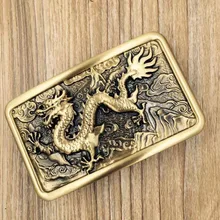 Высококачественный китайский дракон твердая латунная пряжка для мужчин с металлическим ковбойским старым ремнем для 4 см широкий пояс