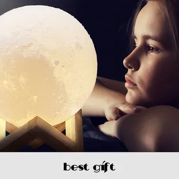 

3D Print Moon Lamp Night Light Touch Control 10 Levels Dimmable White/Warm White