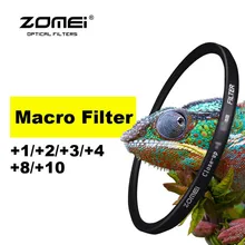 Zomei 52/55/58/62/67/72/77/82 мм+ 1+ 2+ 3+ 4+ 8+ 10 оптическим Стекло фильтр объектива увеличительный макрофильтр для цифровой зеркальной камеры Canon Nikon sony Pentax