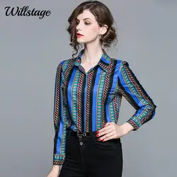 Willstage Блузка Новая мода блузка для Для женщин OL женские офисные Повседневная Обувь Одежда с длинным рукавом шифоновые рубашки 2018 блузки на