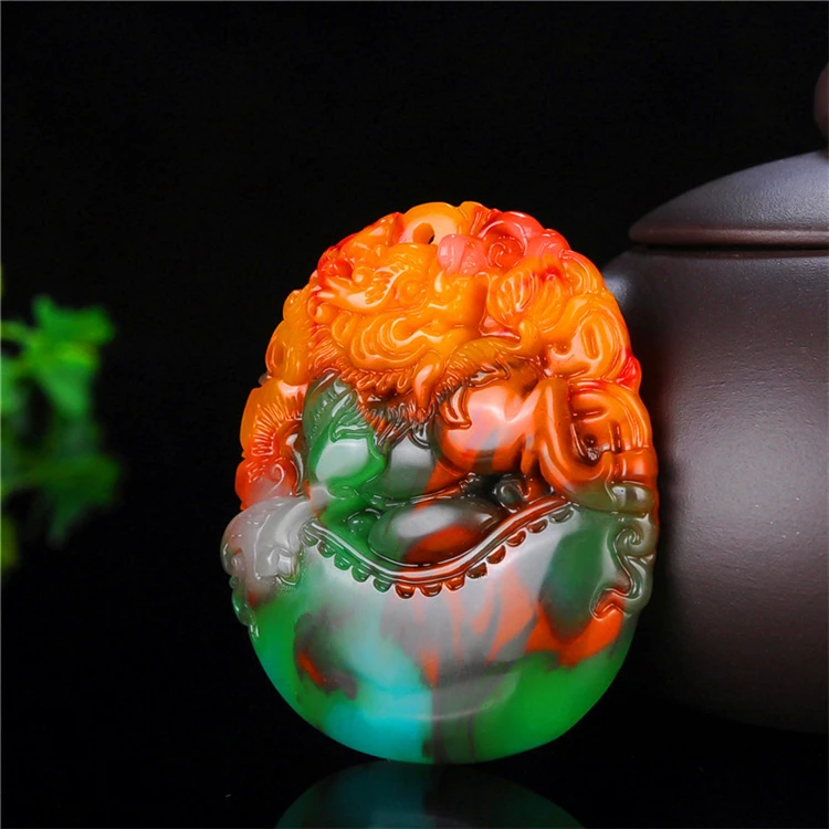 

Outer Mongolian Colorful yu Kirin Necklace Pendant