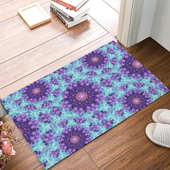 

Purple Geometric Abstract Pattern Doormats For Entrance Way Dirt Debris Mud Trapper Boot Shoes Scraper Machine Washable Bath