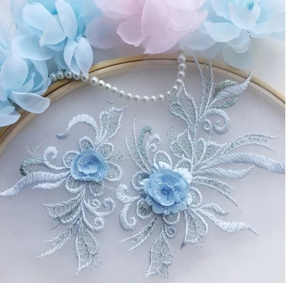 

Stereo Lace Flower Dark Gold Light Blue Powder Wine Red DIY Stage Turban Jewelry Patch Sticker