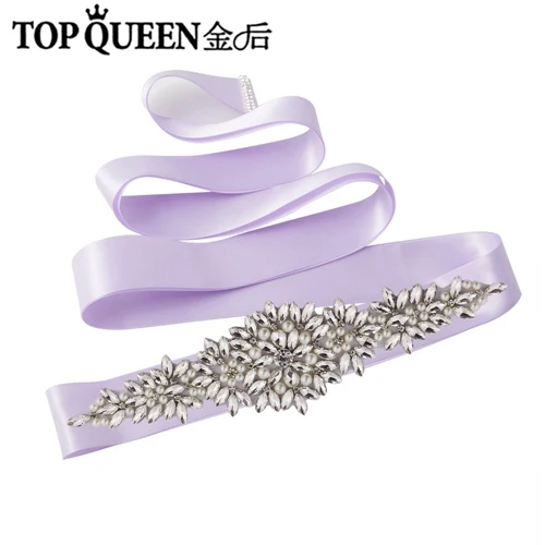 TOPQUEEN S266 пояс со стразами и блестками, модный пояс для невесты, расшитый бисером пояс для выпускного вечера, платье с бриллиантами, пояс для невесты - Цвет: lavender