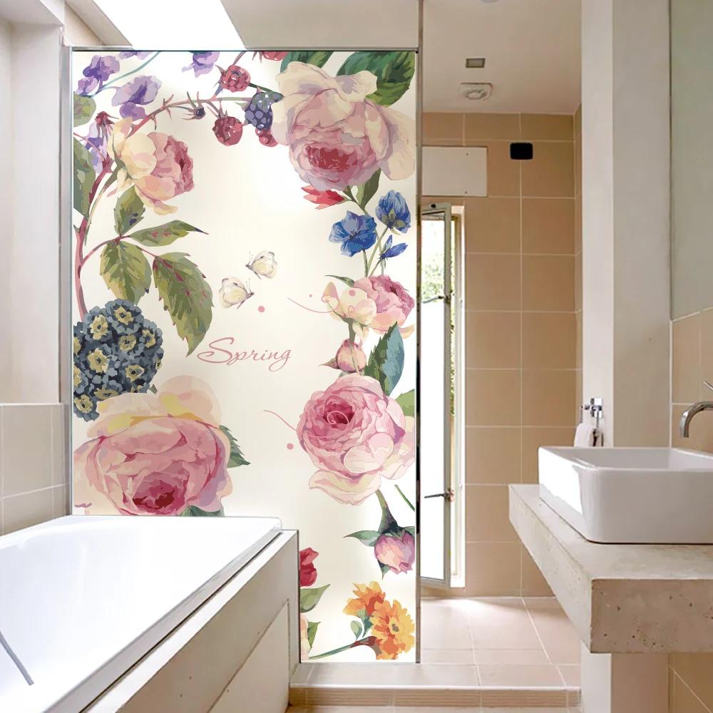 

Stained Static Cling Window Film Frosted Opaque Privacy Glass Sticker Home Decor Digital print BLT1236 Spring Park