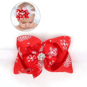 

Baby Girl Christmas Headband Newborn Infant Feather Bowknot Hair Band Headwear Accessories