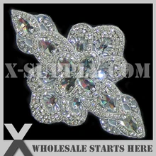 12 шт./лот) Свадебная Аппликация из бисера патч для свадебное платье под заказ украшения, X1-RAT2159