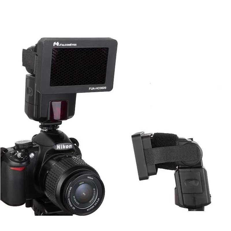 Комплект для вспышки FALCONEYES с сотовым захватом и 10 цветными гелями Canon Nikon YONGNUO Metz