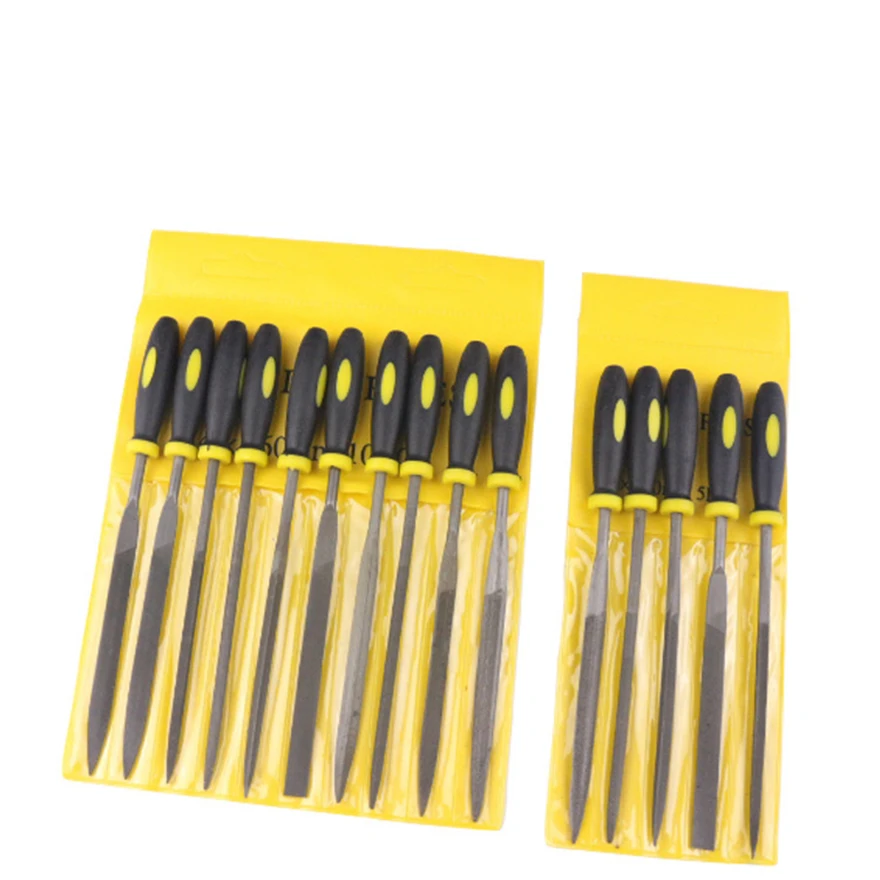 

5*180mm (10 packages) high-quality two-color plastic handle file Shijin File Group Files 10 sets of assorted file