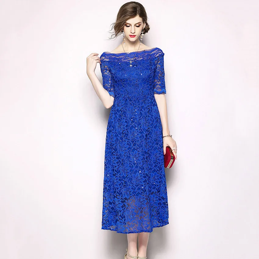 Aliexpress.com : Buy 2018 Royal Blue Women Fashion Summer Lace Dress