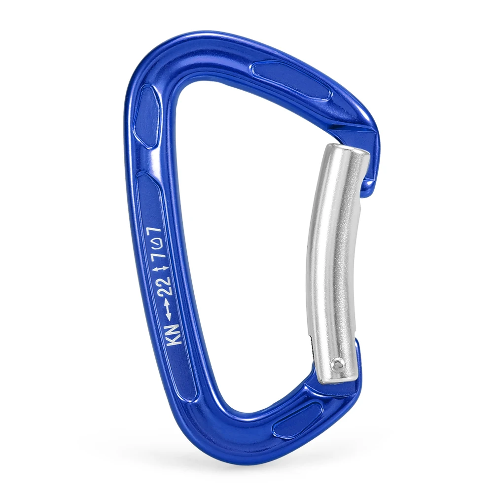 Bent gate-Blue 22KN/24KN прямые ворота Карабин не-замок ворота карабин скалолазание каньонирование альпинизмом гамаки кольцо для ключей нос карабин - Цвет: Bent gate-Blue