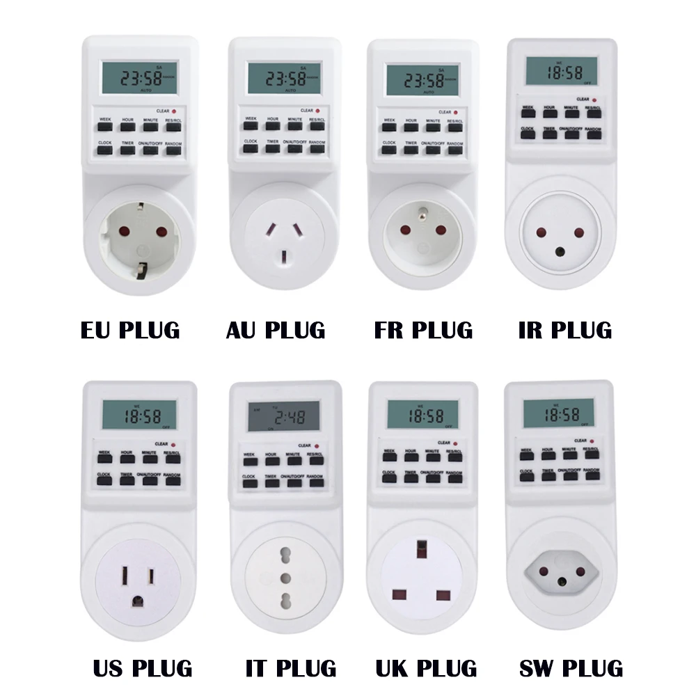 ЕС Великобритания США FR BR Plug цифровой Еженедельный Программируемый электрические стены плагин мощность разъем таймер розетка выключатель Время часы 220 В 110 В AC