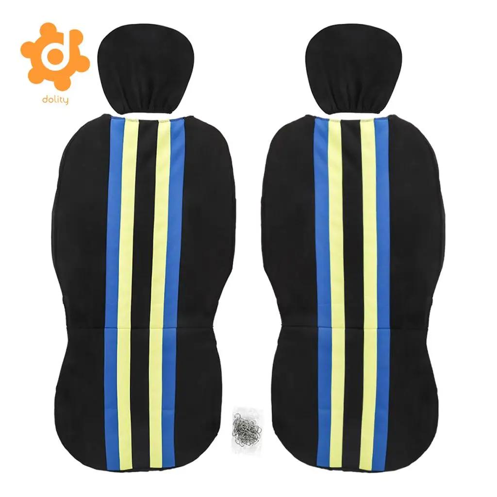 Car Fabric Front Rear Seat Covers Full Set Cushion Mat Protector Yellow