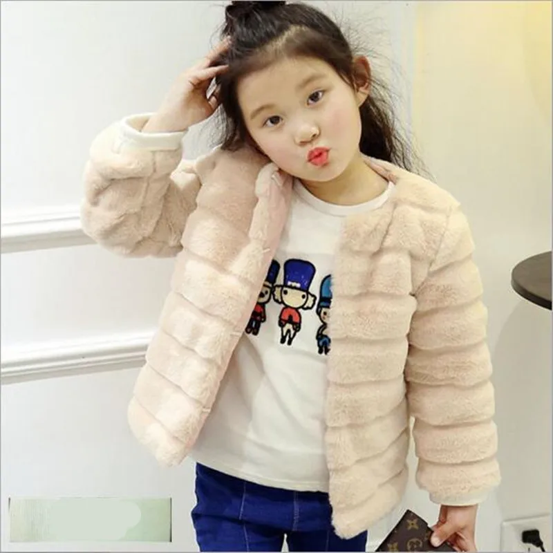 

Clobee Children Jacket Thick Warm Faux Fur Coat Kid Winter For Girl Autumn Short Soft Plush Fur Long Sleeve Infant OuterwearN222