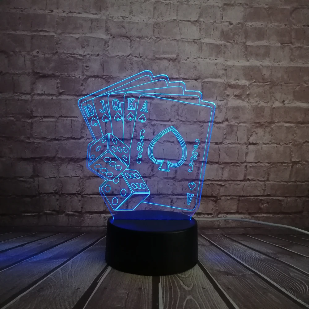 Креативный 3D светодиодный USB светильник волшебник украшение Техасский HOLD EM Dice Poker