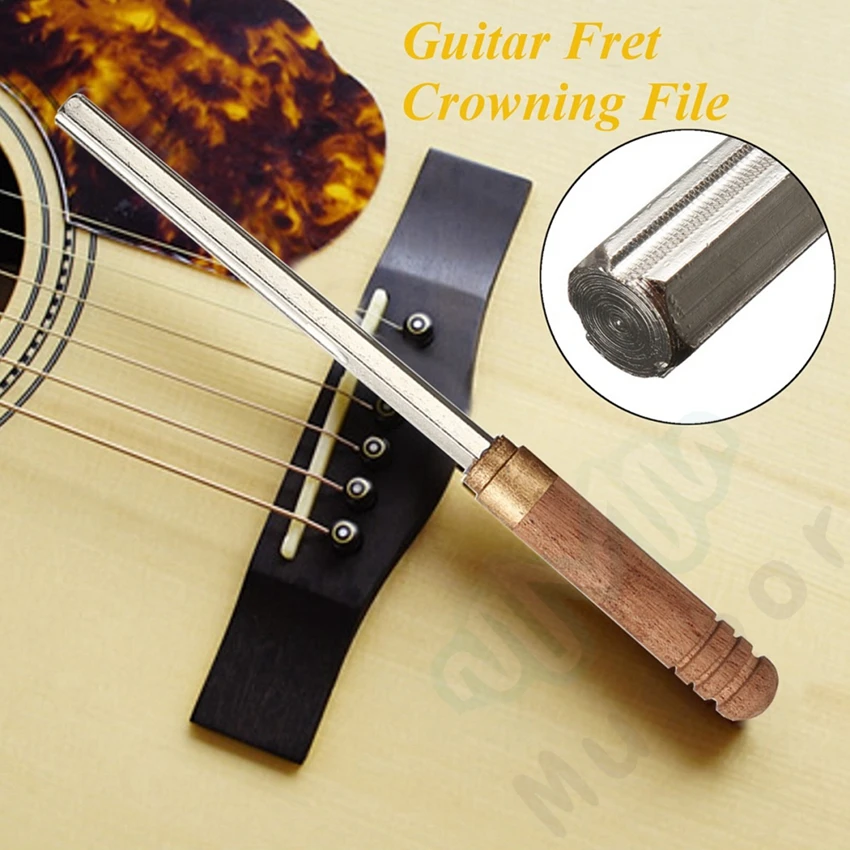 

Guitar Fret File Guitar Fret Dressing Metal File with 3 Size Edges Wooden Handle Guitar Repair Tool Luthier Tool