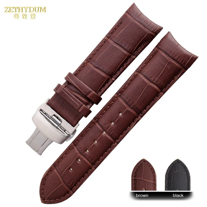 Изогнутый конец браслет из натуральной кожи мужской ремешок для часов tissot T035 22 23 24 мм наручные часы ремешок Бабочка застежка