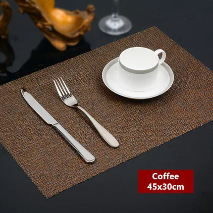 Coffee 45x30cm 2 шт./компл. высокое качество Водонепроницаемый Европейский Стиль ПВХ Placemat подставки Теплоизоляция Настольный коврик - Цвет: Coffee 45x30cm