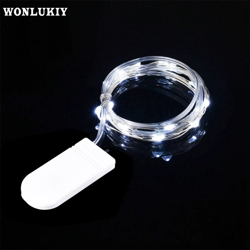 

2M 20 Leds Fairy Garland Lights CR2032 Button Battery Operated LED Silver Wire String Light Xmas Wedding party Decoration Lamp