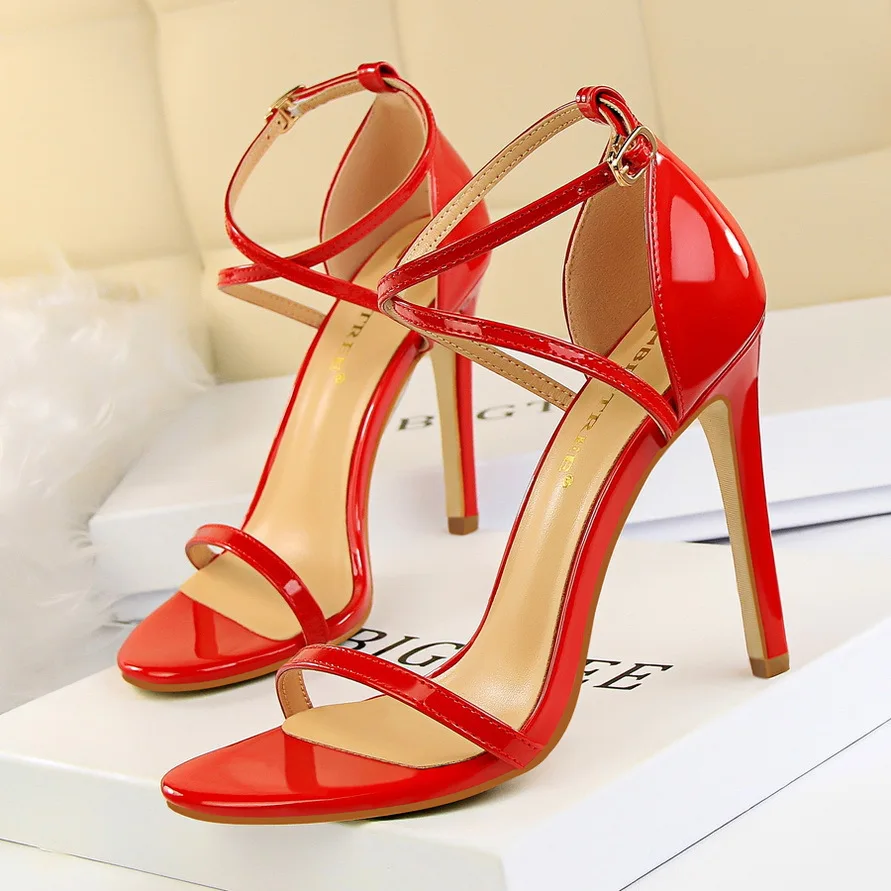 Summer high heels open toe sandals women fashion cross strappy sexy stiletto party ladies shoes big size zapatos mujer sandalias Summer high heels open toe sandals women fashion cross strappy sexy stiletto party ladies shoes big size zapatos mujer sandalias
