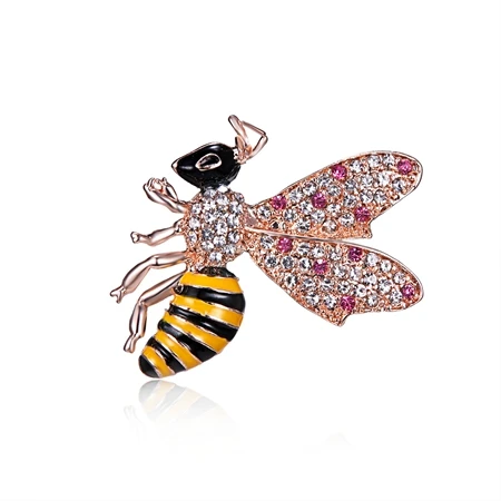 Rinhoo натуральные маленькие животные насекомое муравей броши в виде пчел для женщин Кристалл Бижутерия Аксессуары брошь булавки - Окраска металла: bee7