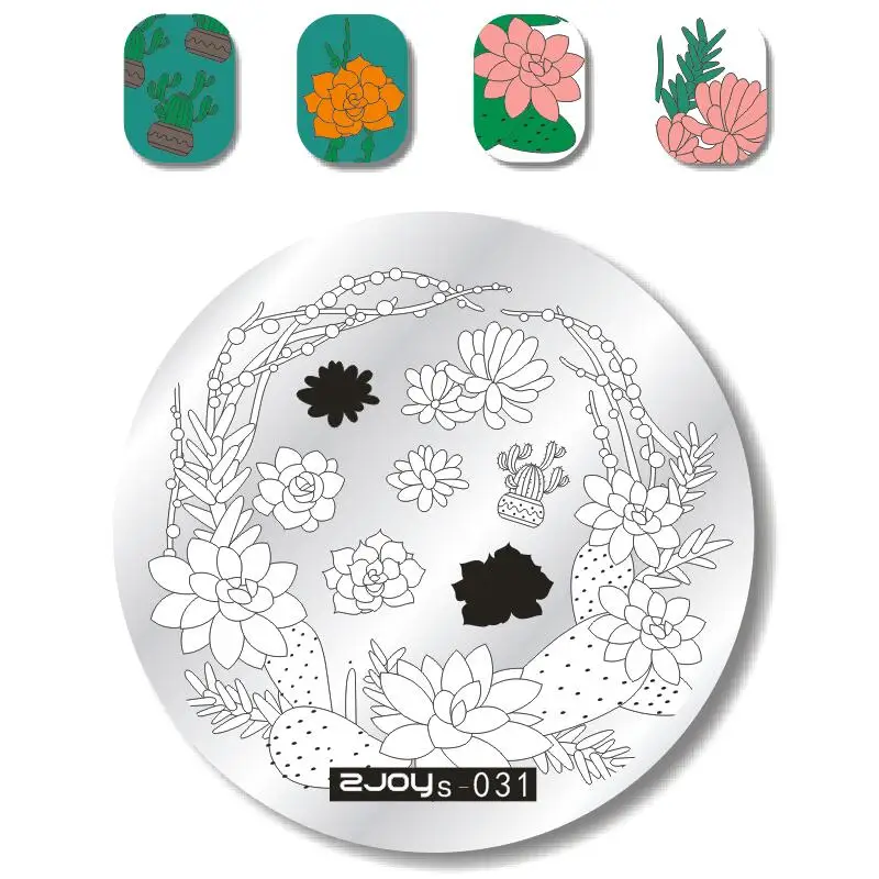 

1PC Stainless Steel Stamping Plate Template Round Blooming Flower Snowflake Couple Series Nail Art Stamp Image Template