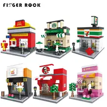 Finger Rock 26 Styles City Mini Street Series With figures DIY Building Blocks Bricks Toys Models