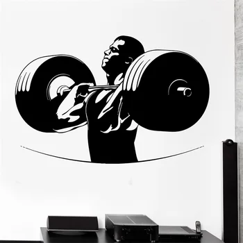 

Wall Sticker Sport Powerlifting Bodybuiliding Barbell Crossfit Vinyl Decal