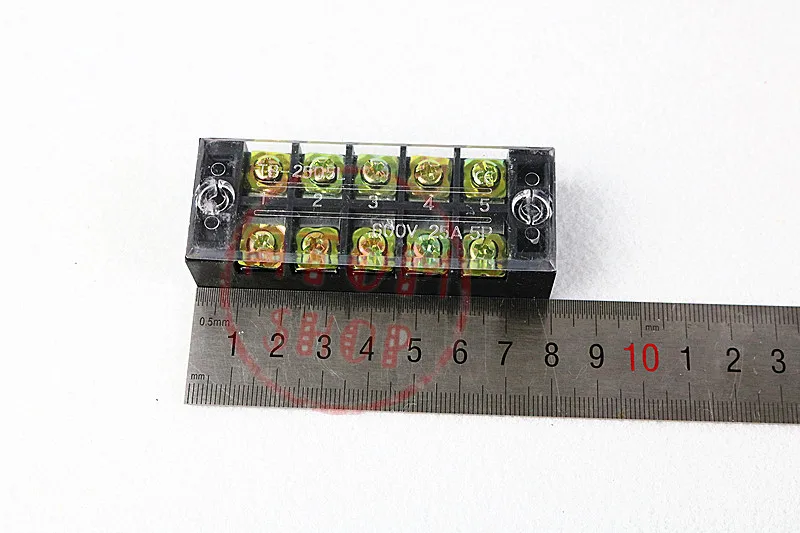 

2Pcs TB-2505 600V 25A Dual Row 5 Position Terminal Blocks Barrier