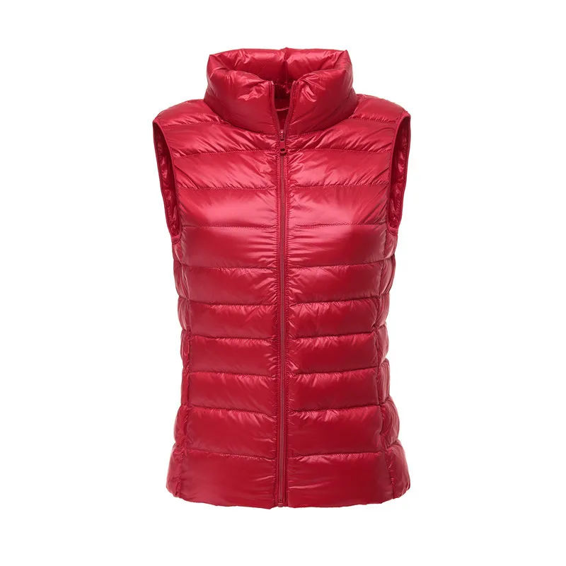 Autumn Winter Lightweight White Duck Down Vest Women O-Neck Ultra Light Warm Waistcoat Female Sleeveless Coat Puffer Jacket