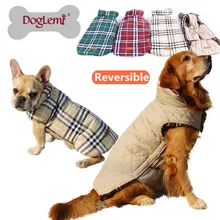 2016 Small to Massive Canine Garments Winter Heat Reversible Canine Jacket Designer Plaid Canine Coats Windproof Pet Garments Elastic Stomach