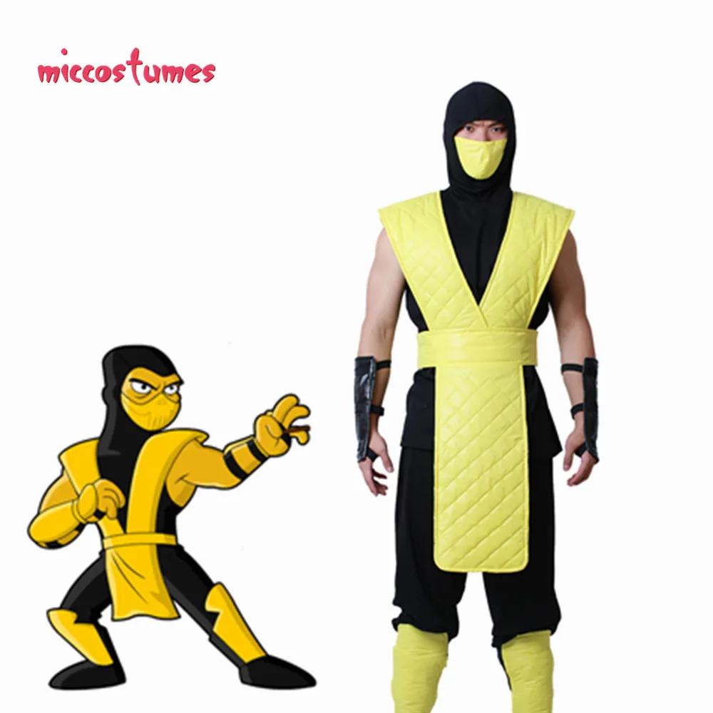 

Mortal Kombat Scorpion Cosplay Costume with Mask for Adult Men
