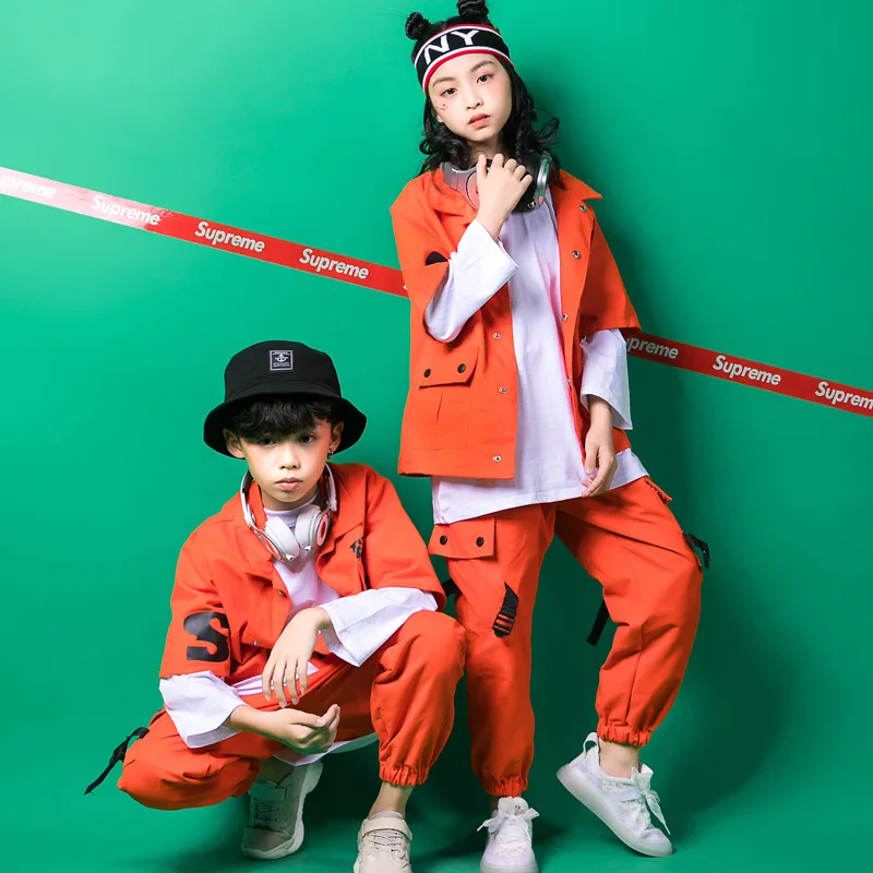Kids Hip Hop Clothing Girls Boys Sweatshirt Jogger Pants Jazz Dance Costumes Set Ballroom Dancing Clothes Outfits Boys Coats