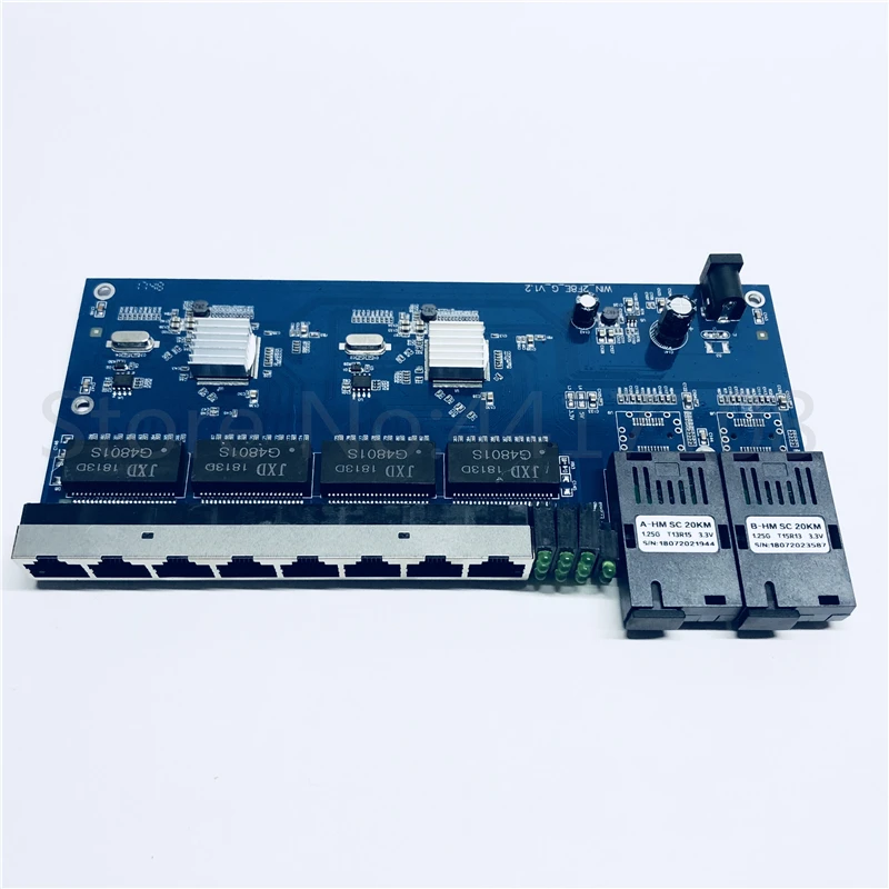 

10/100/1000M Gigabit Ethernet switch Ethernet Fiber Optical Media Converter Single Mode 8 RJ45 UTP and 2 SC fiber Port Board PCB