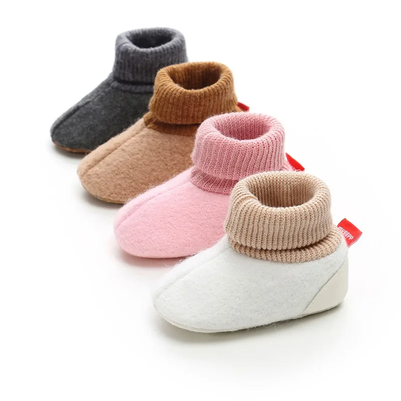 Обувь для малышей; вязаная теплая обувь из флока для новорожденных; обувь для малышей; новая зимняя обувь для малышей на мягкой подошве; обувь для первых шагов 0-18 месяцев