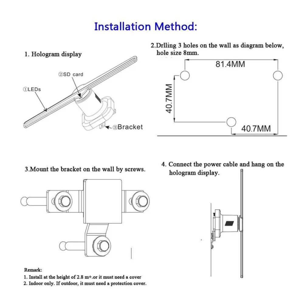 3D Holographic Projector Hologram Player Display 42cm Fan Unique Hologram Projector Promotional Advertising Black Player Machine