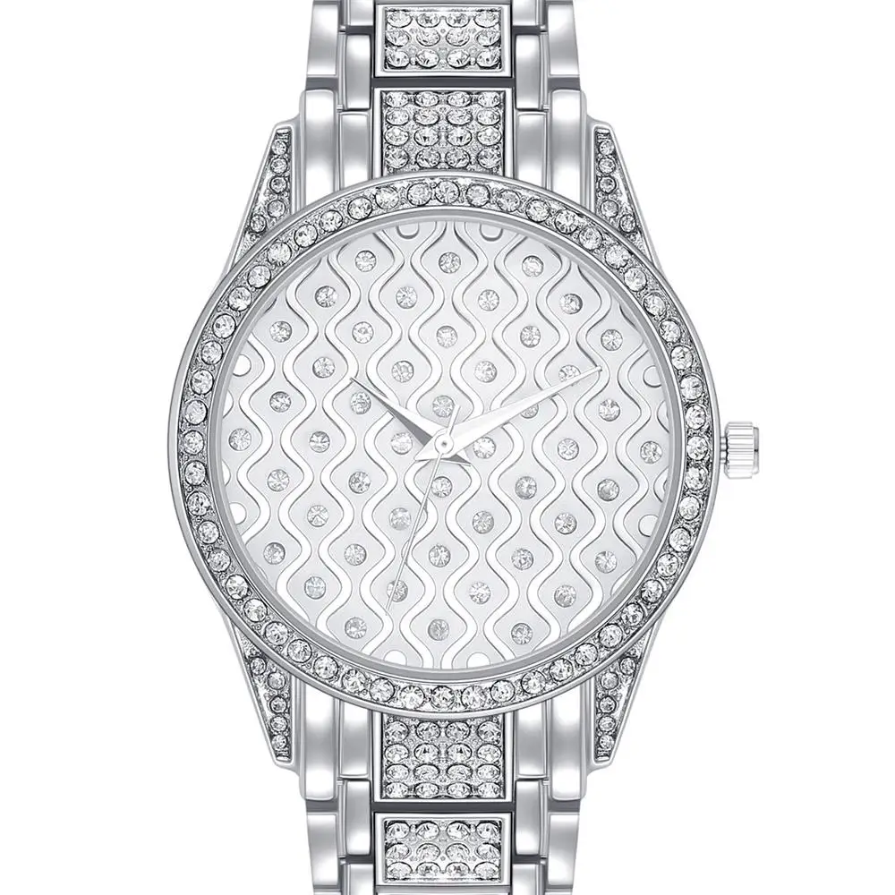 

Hot Wrist Watch for Women Luxury Quartz Crystal Dial Alloy Bracelet Fashion IP Rhodium Gold Color Wholesale