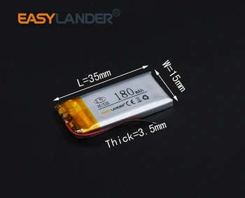 

3.5X15X35mm 3.7V 180mAh Rechargeable li Polymer Li-ion Battery For mouse GPS PSP PDA Lampe speaker toys Remote controller 351535