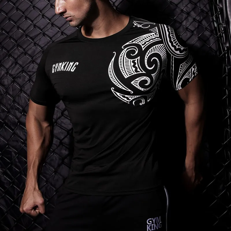 Shoulder Print ONeck Men's Gym Fitness T Shirt Men's Fitness Apparel