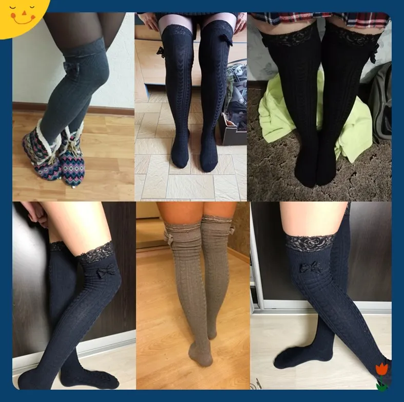 Модные пикантные теплые Гольфы выше колена длинные хлопковые чулки для девочек, женские сексуальные ретро носки с вертикальным кружевом и сердечками