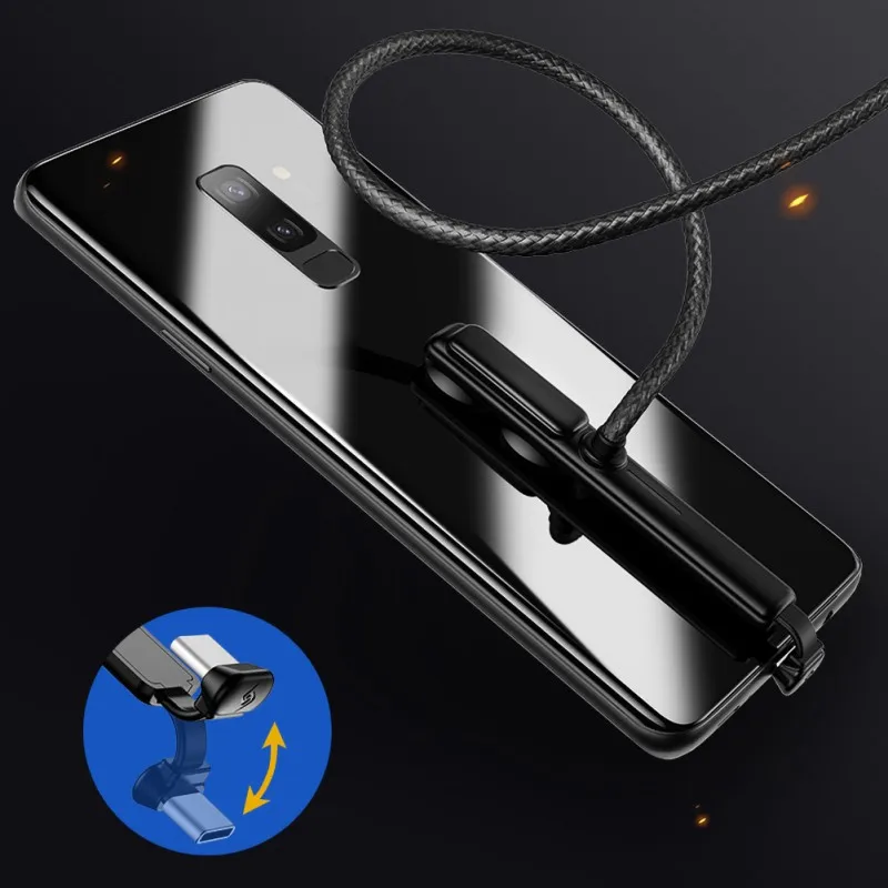 180 градусов регулируемые Твердые присоски игровые кабели для iphone двойная присоска игровая подсветка type-C шнур данных для IOS Android