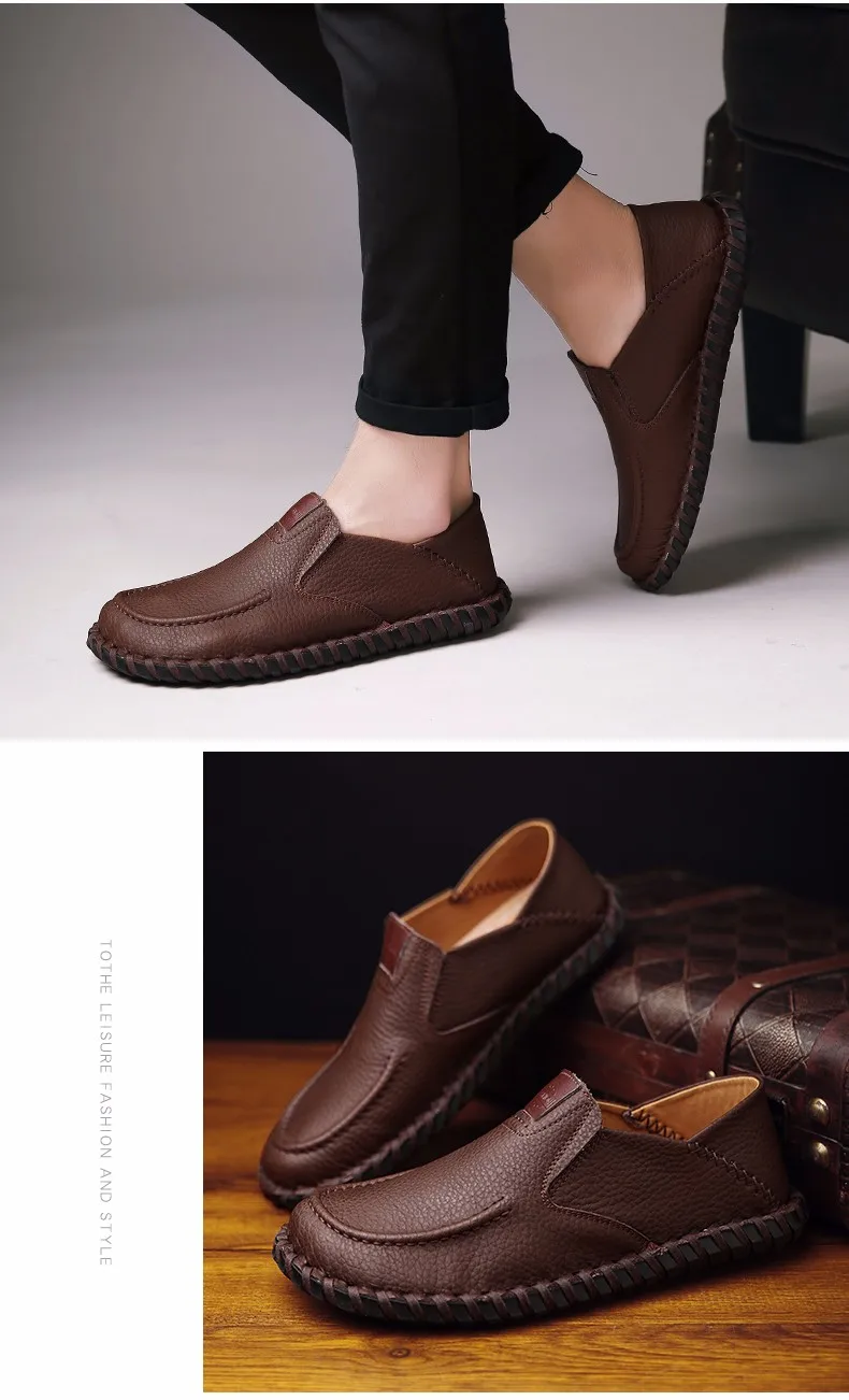 Aleader кожа ручной работы Лоферы для женщин для мужчин модная обувь повседневное мягкая обувь для вождения мужские мокасины без шнуровк