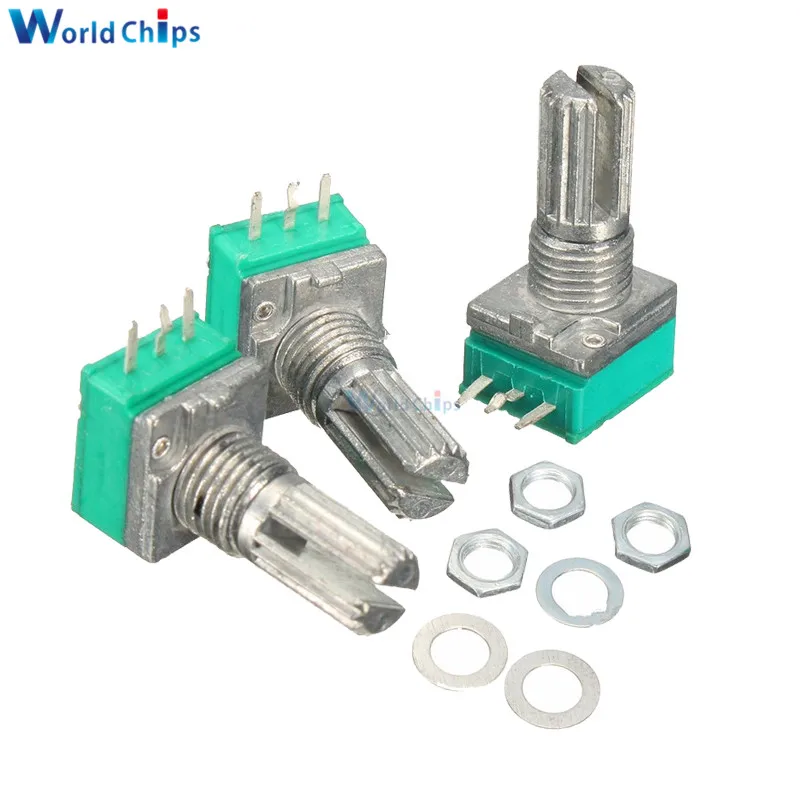 3Pcs 6mm Single Linear B Type10K ohm Rotary Potentiometer 15mm Knurled