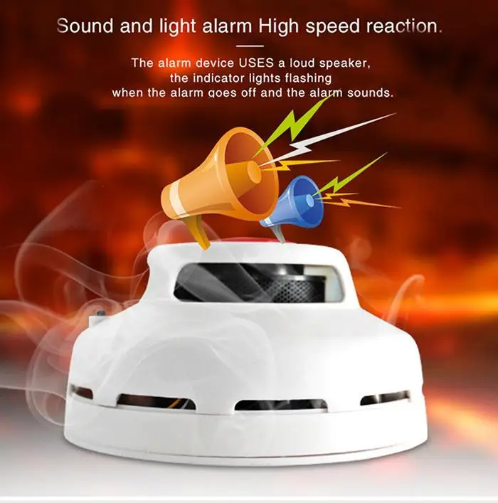 Противопожарный детектор дыма портативные датчики сигнализации для домашняя система охранной сигнализации Крытый туман AlarmDetector звук и светильник сигнализация