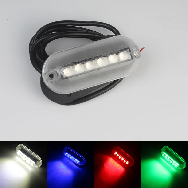 

12V Marine Boat LED Underwater Light 6LED Swimming Pool Pond Landscape Lamp Red/Blue/Green/White