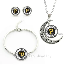 Good quality cheap costume jewelry sets case for Pittsburgh Pirates baseball sports team necklace earrings bracelet set gift M26