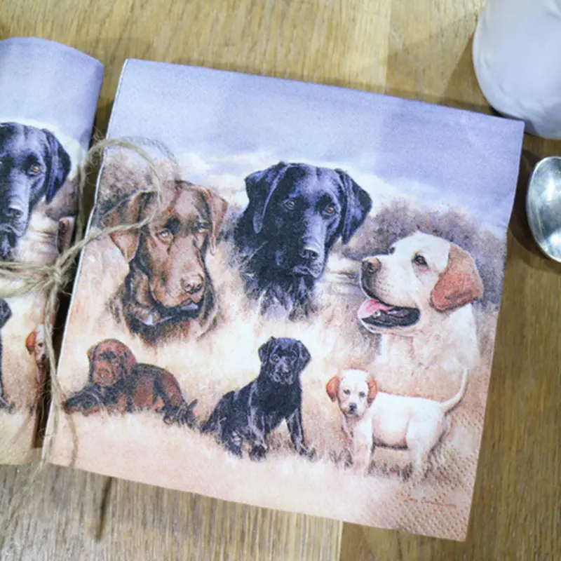 Dogs paper napkins for party animal napkins for decoupage 25*25cm 2 ply