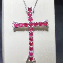 Подвеска с рубином Крест Стиль 925 серебро натуральный настоящий Рубин 0.15ct* 17 шт драгоценный камень# J18090511