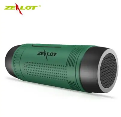 Zealot S1 Bluetooth динамик открытый велосипед портативный сабвуфер бас беспроводной динамик s power Bank+ светодиодный свет+ крепление на велосипед+ карабин - Цвет: Зеленая трава