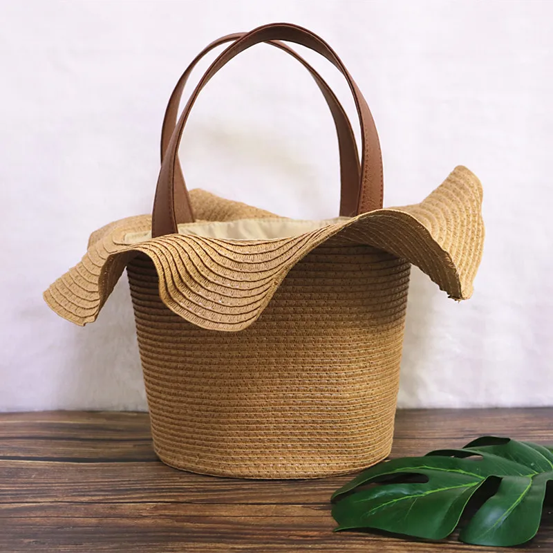 Buy Hat Shape Straw Bag Summer Beach Bag Lady Causal Shopping Travel Bag Large
